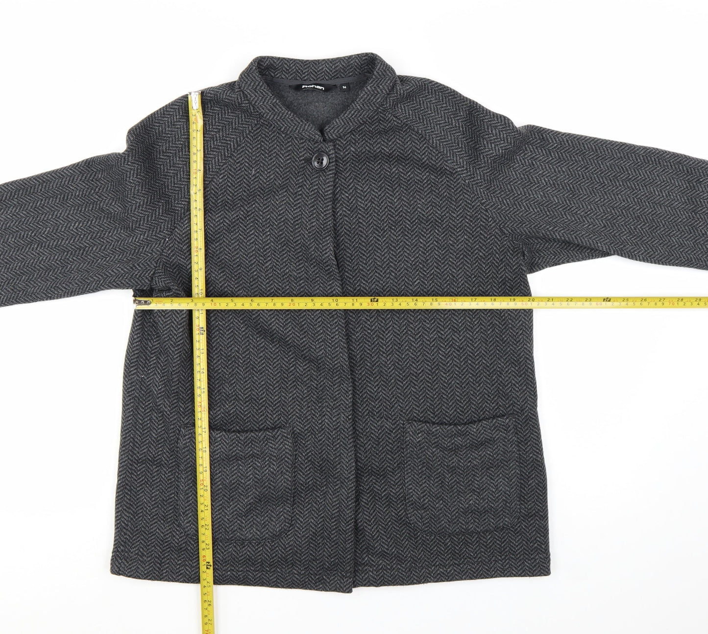 Rohan Womens Grey Herringbone Mid-Length Jacket Size 14