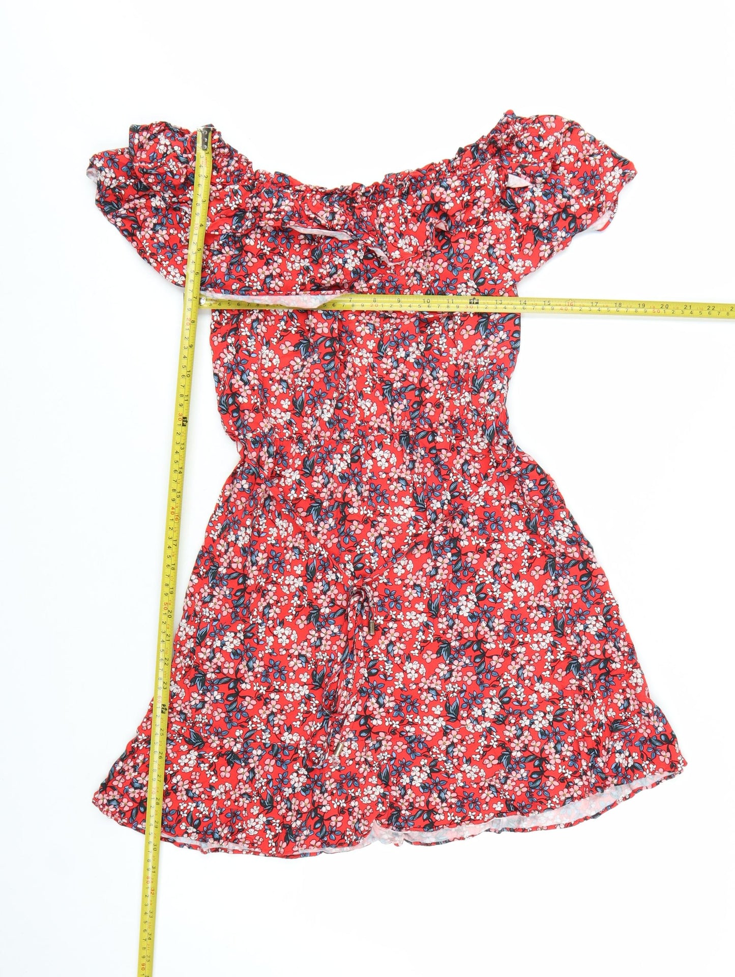 Oasis Women Red Floral Off Shoulder Skater Dress Size 10