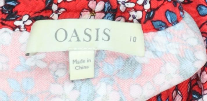Oasis Women Red Floral Off Shoulder Skater Dress Size 10