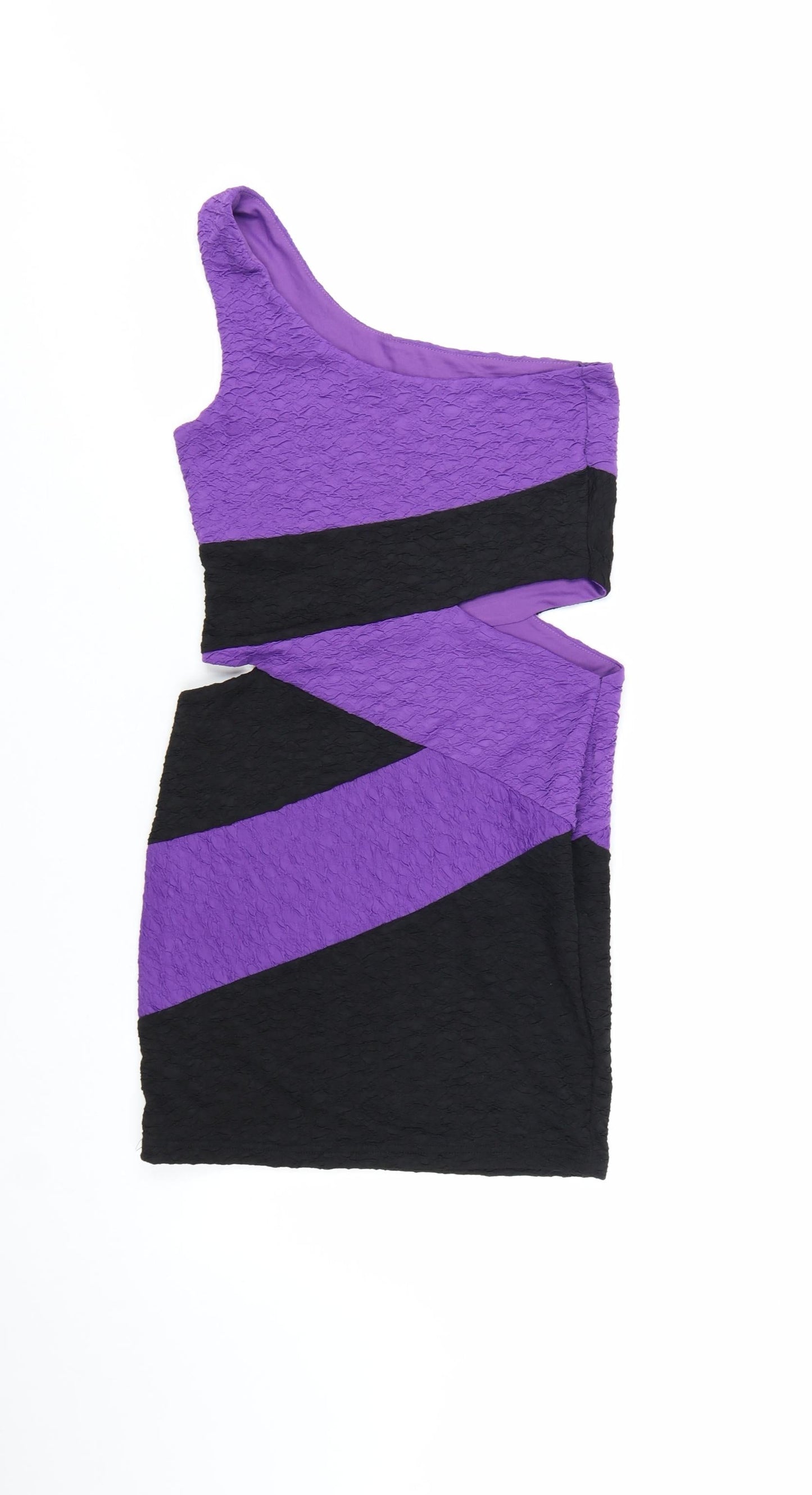 Jane Norman Women’s Purple Black One Shoulder Bodycon Dress Size 12