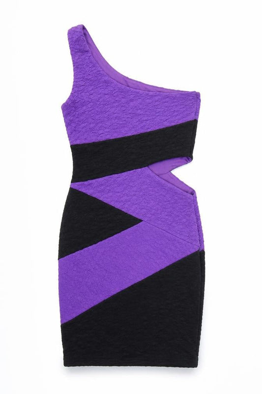 Jane Norman Women’s Purple Black One Shoulder Bodycon Dress Size 12