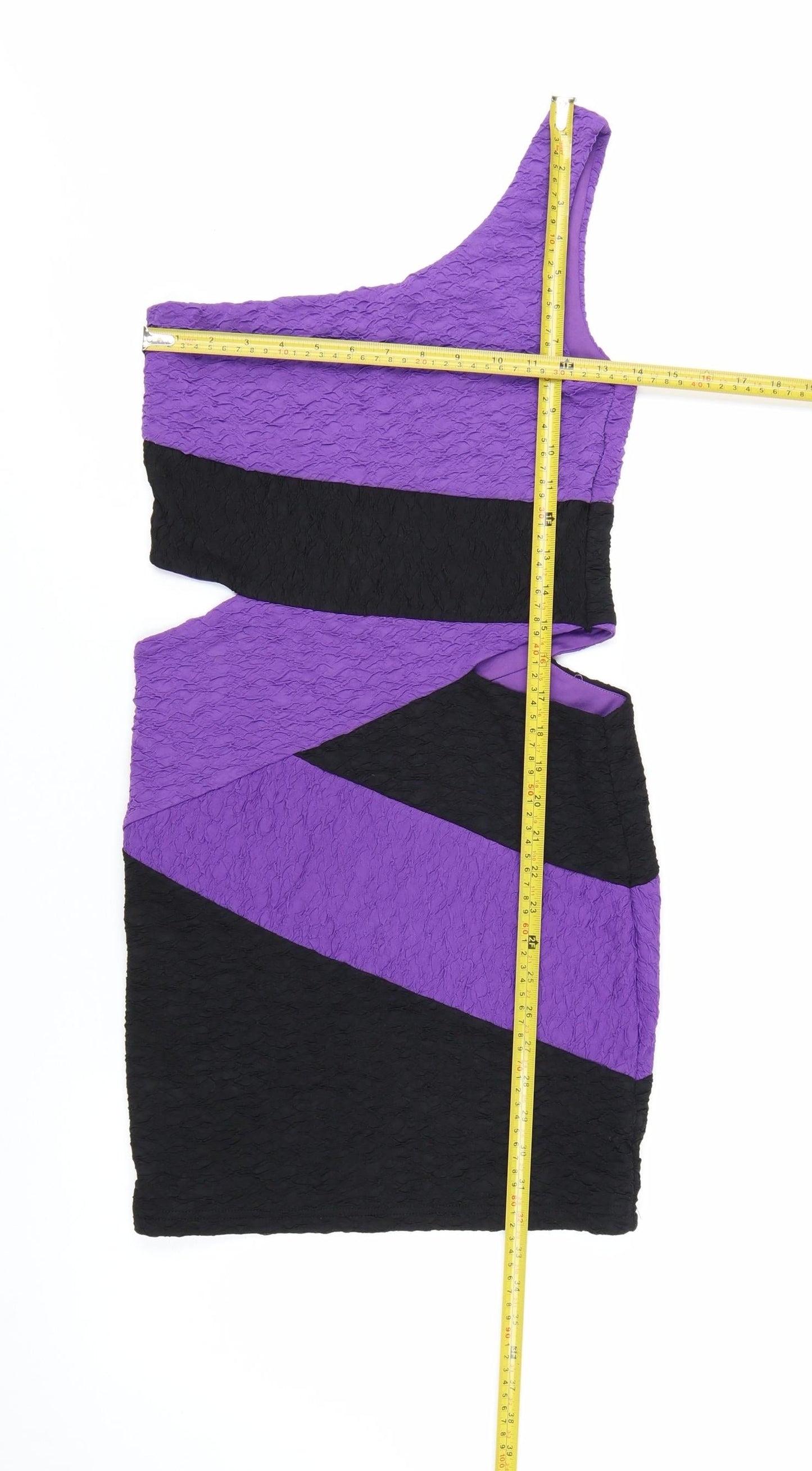 Jane Norman Women’s Purple Black One Shoulder Bodycon Dress Size 12