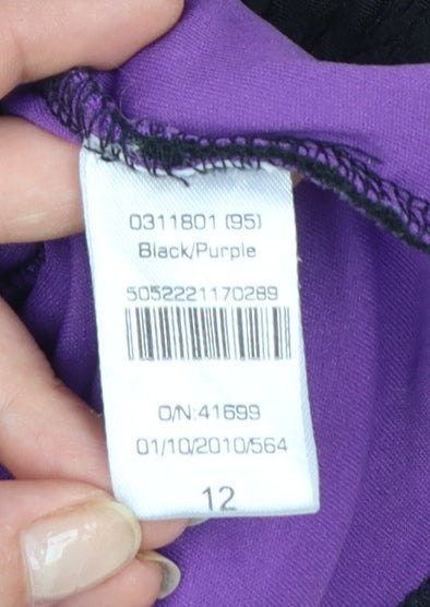 Jane Norman Women’s Purple Black One Shoulder Bodycon Dress Size 12