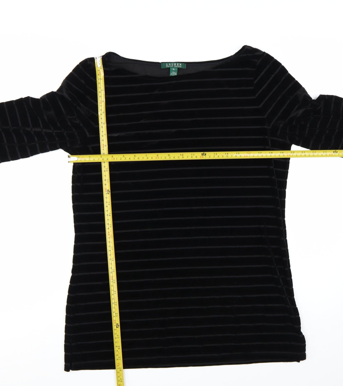 Ralph Lauren Women Black Velvet Striped Tunic Top XL