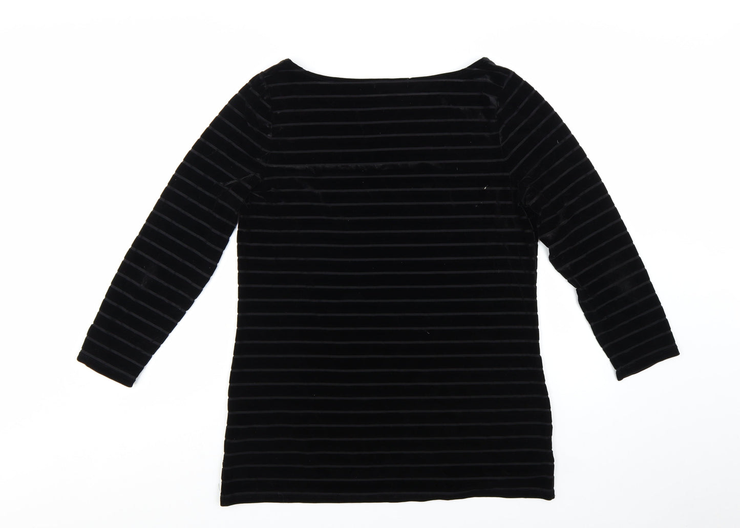 Ralph Lauren Women Black Velvet Striped Tunic Top XL