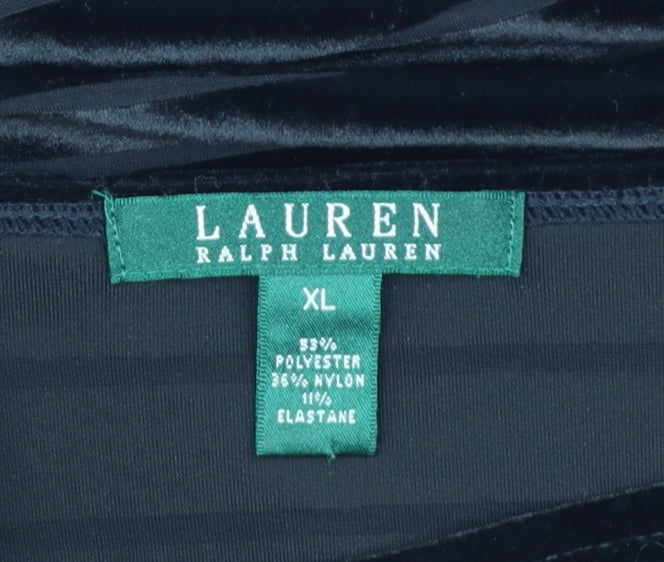 Ralph Lauren Women Black Velvet Striped Tunic Top XL