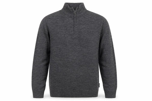 Front view of French Connection Men's Grey M 1/2 Zip High Neck Acrylic Jumper