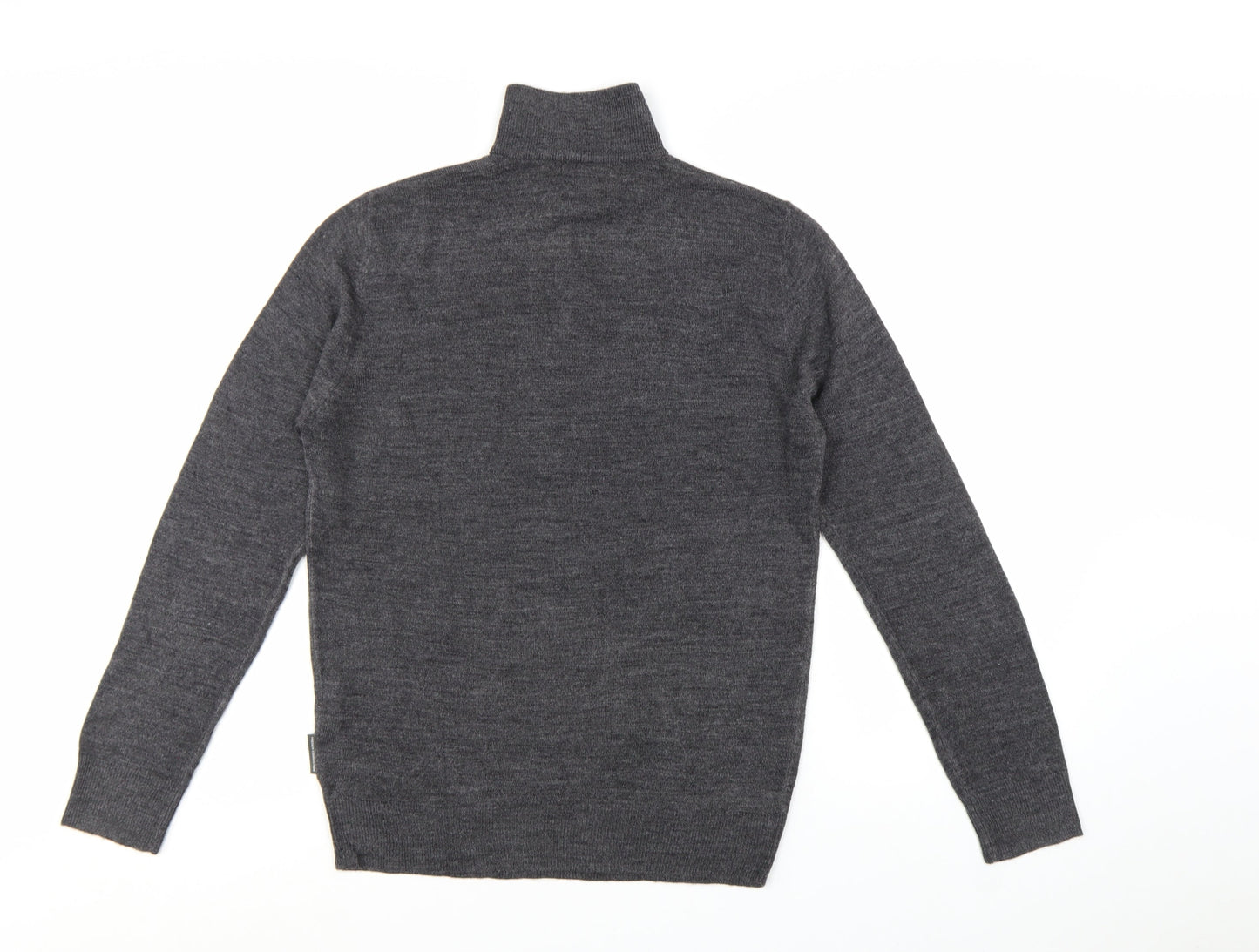 French Connection Men's Grey M 1/2 Zip High Neck Acrylic Jumper