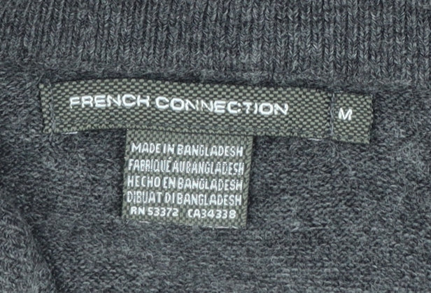French Connection Men's Grey M 1/2 Zip High Neck Acrylic Jumper