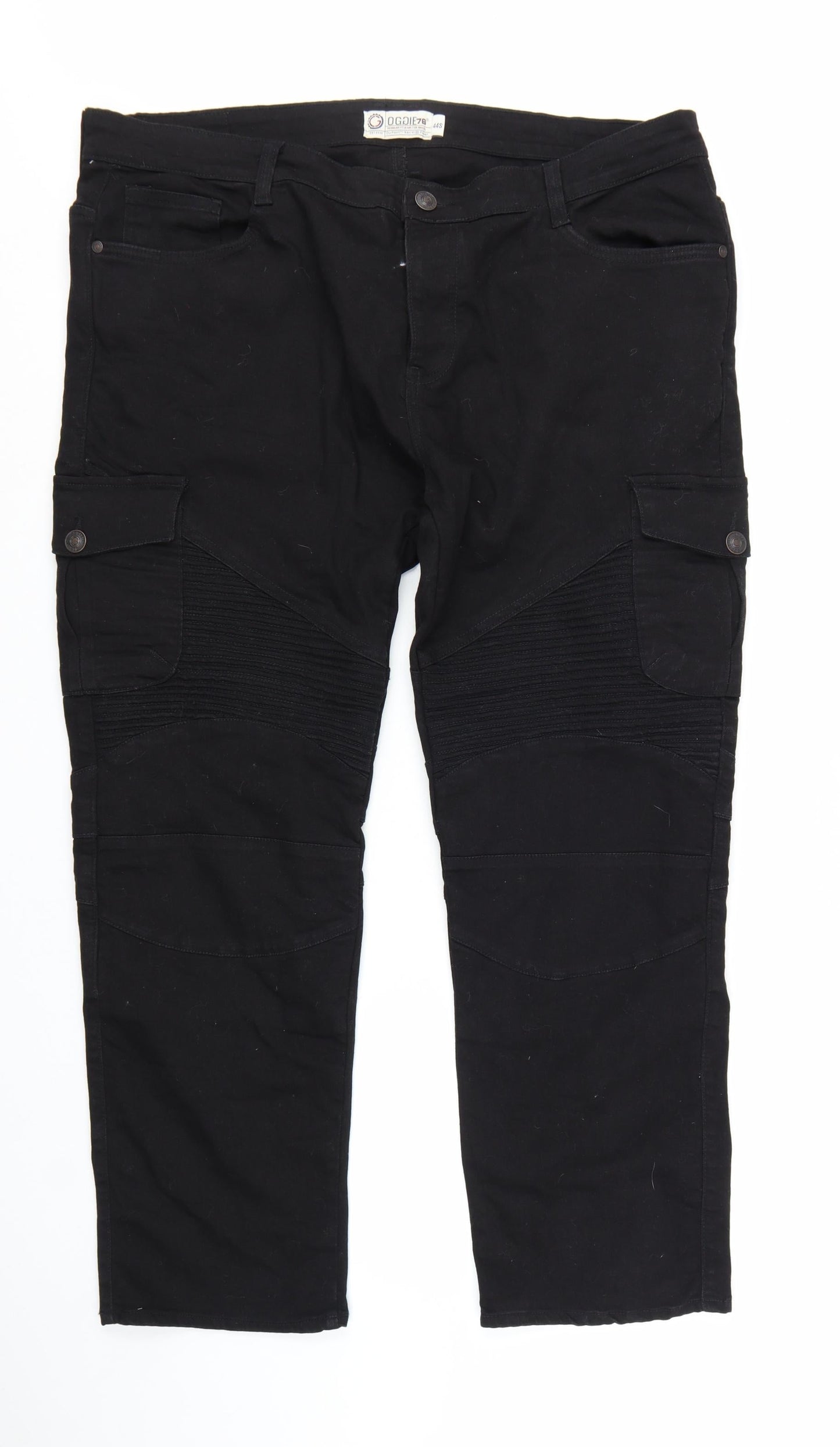 OGGI 76 Men's Black Regular Fit Cargo Biker Trousers Size 44