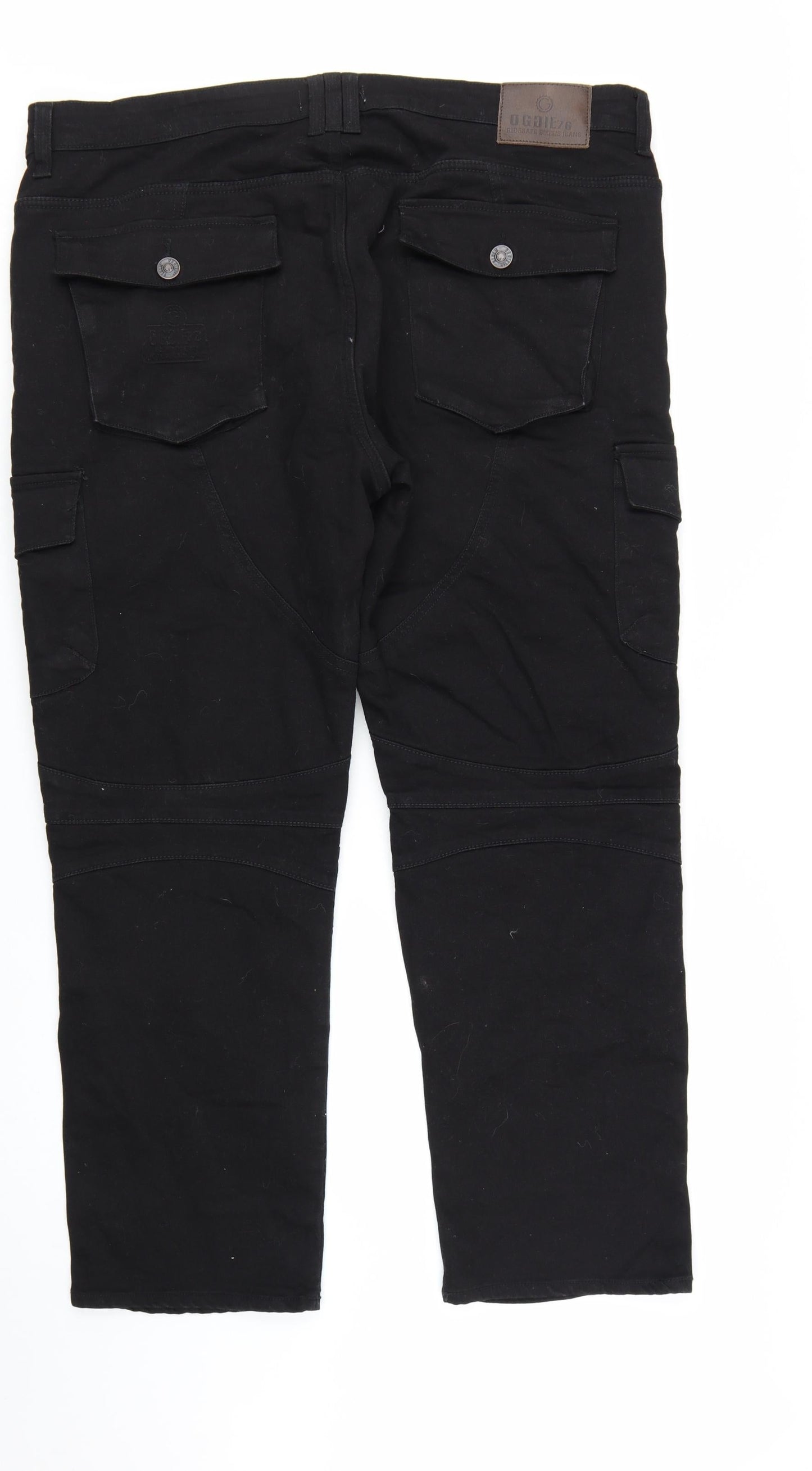 OGGI 76 Men's Black Regular Fit Cargo Biker Trousers Size 44