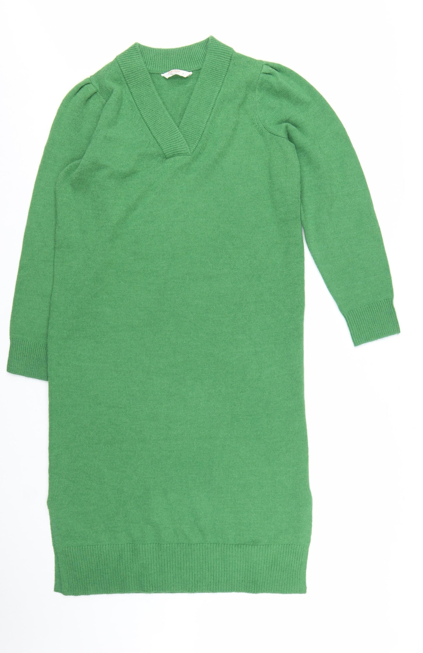 John Lewis Women’s Green V-Neck Knit Jumper Dress Size S