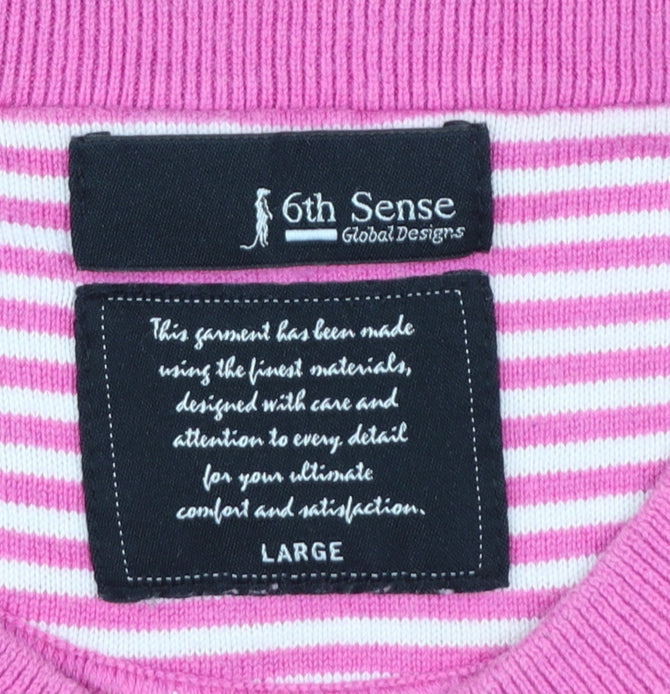 6th Sense Men's Pink V-Neck Cotton Jumper Size L