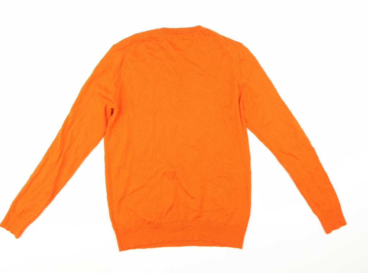 Paul Costelloe Men's Orange Merino Wool Crew Neck Jumper M