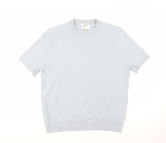 Marks and Spencer Men's Light Blue Pure Cotton Crew Neck T-Shirt Large