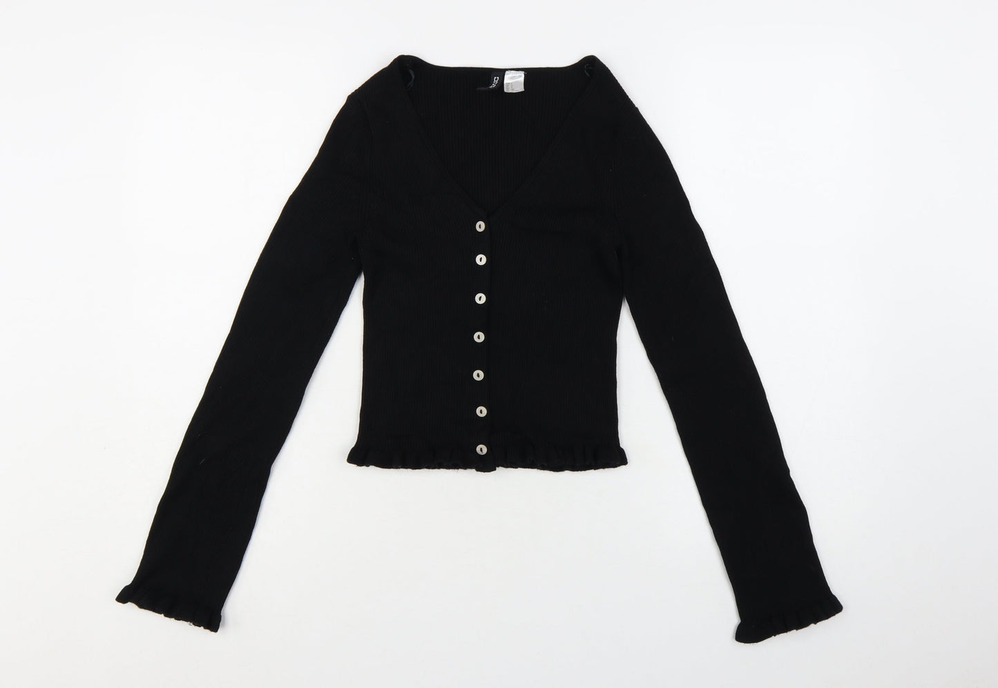 H&M Divided Women's Black Slim Fit Knit Button Cardigan Size S