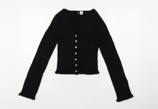 H&M Divided Women's Black Slim Fit Knit Button Cardigan Size S