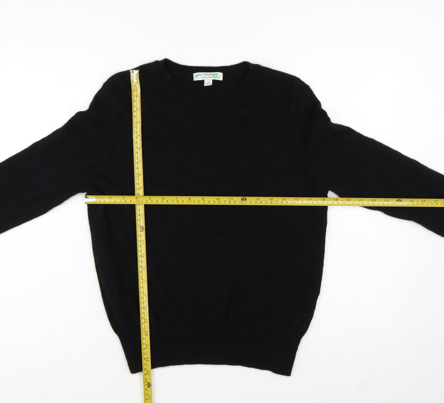 Marks and Spencer Women Black 100% Cashmere Crew Neck Jumper Size 12