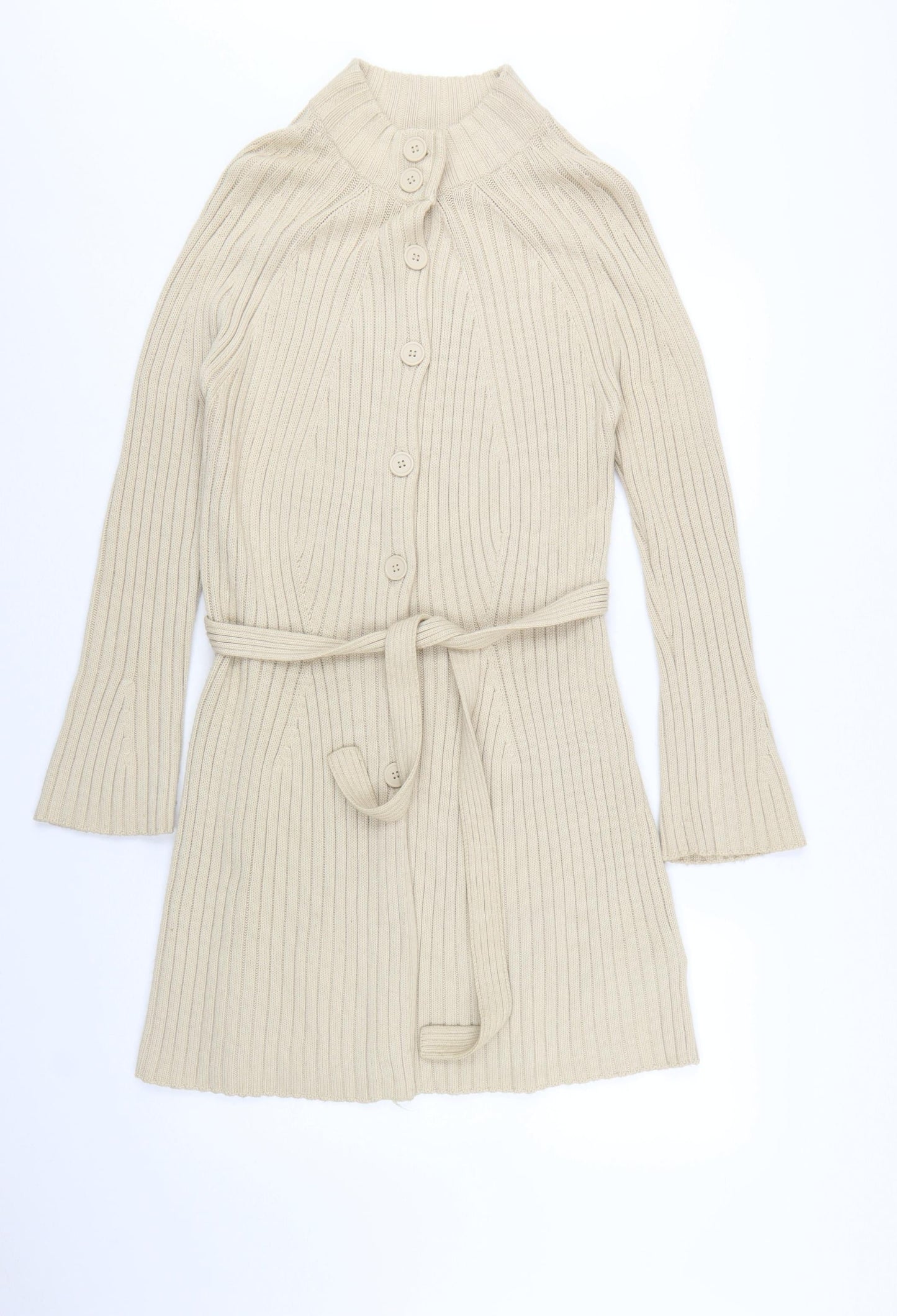 Marks and Spencer Women’s Beige Cardigan UK 16 Wool Blend Belted Knitwear