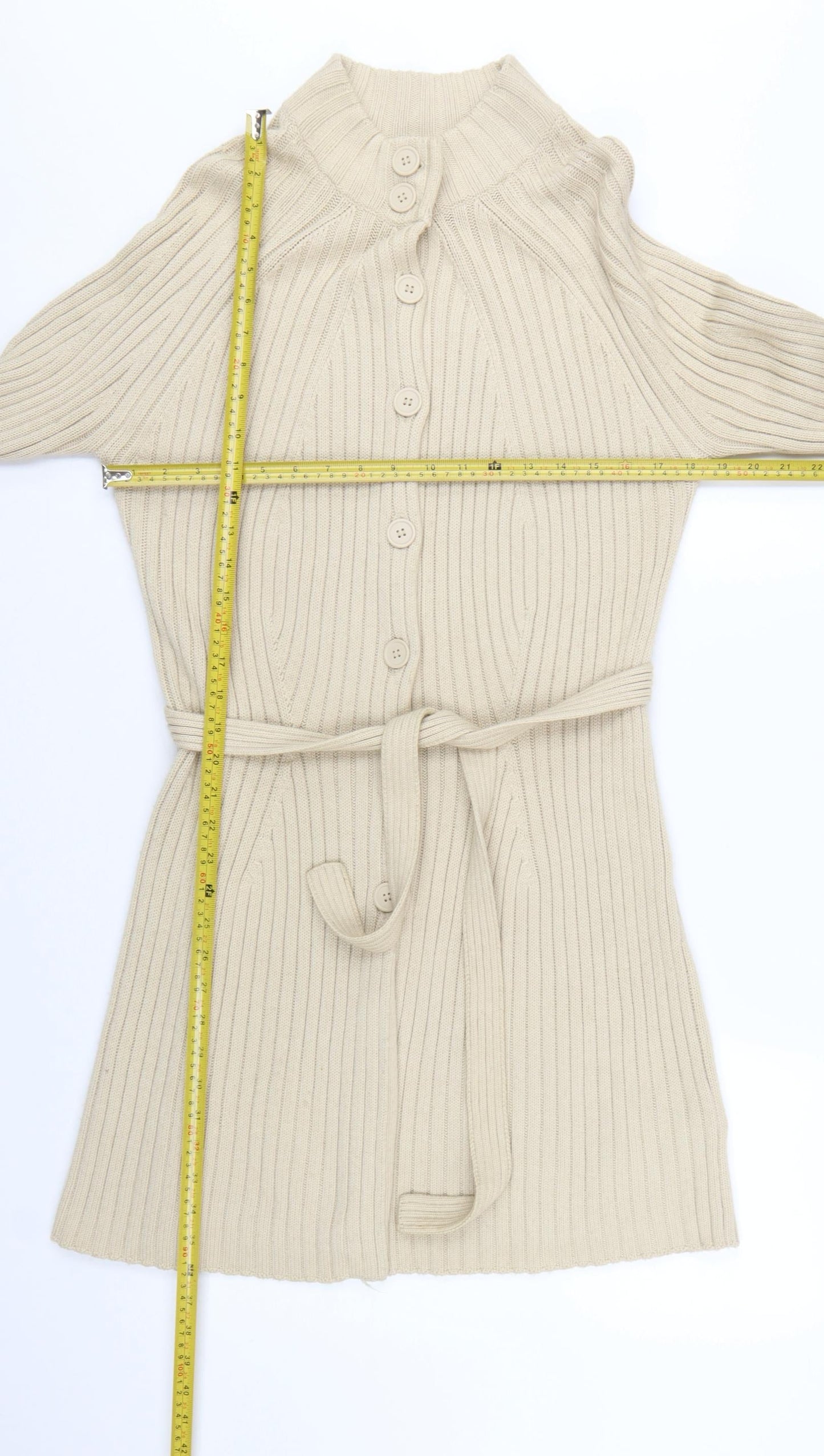 Marks and Spencer Women’s Beige Cardigan UK 16 Wool Blend Belted Knitwear