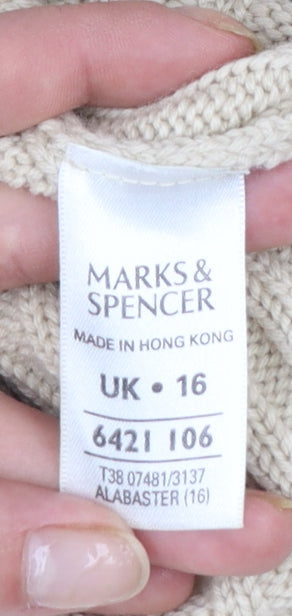 Marks and Spencer Women’s Beige Cardigan UK 16 Wool Blend Belted Knitwear