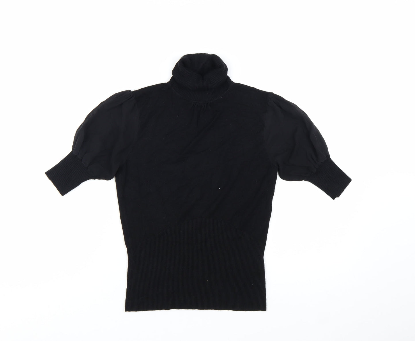 Coast Womens Black Roll Neck Puff Sleeve Jumper Size 10