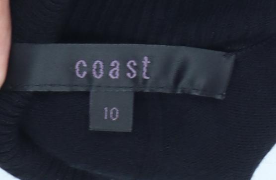 Coast Womens Black Roll Neck Puff Sleeve Jumper Size 10
