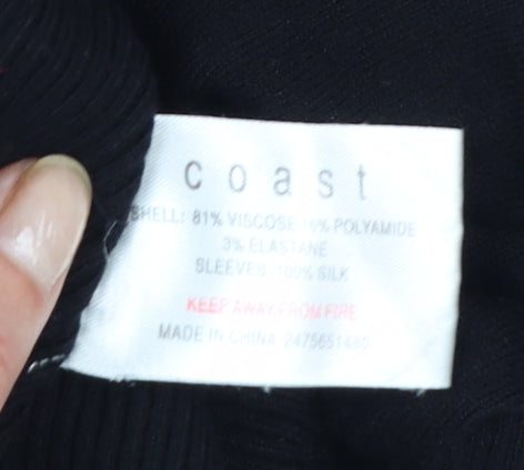 Coast Womens Black Roll Neck Puff Sleeve Jumper Size 10