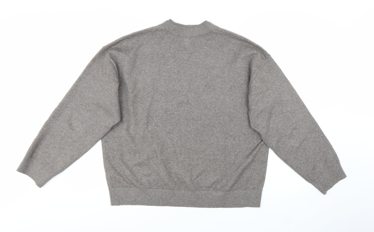 Marks and Spencer Women Grey V-Neck Long Sleeve Knit Pullover Jumper L