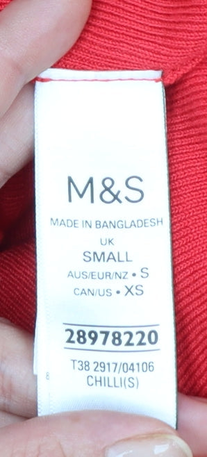Marks and Spencer Women's Red Short Sleeve Button Cardigan Size S