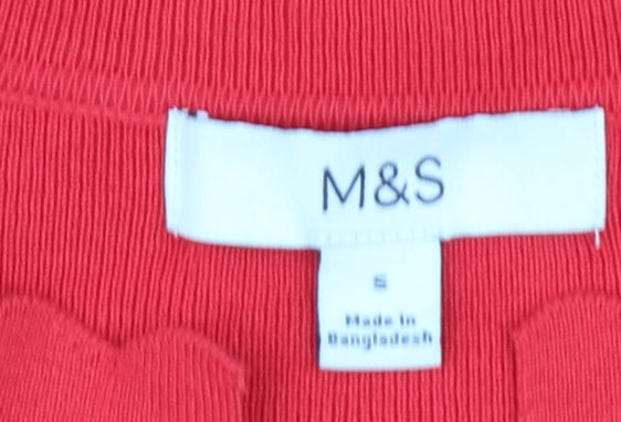 Marks and Spencer Women's Red Short Sleeve Button Cardigan Size S