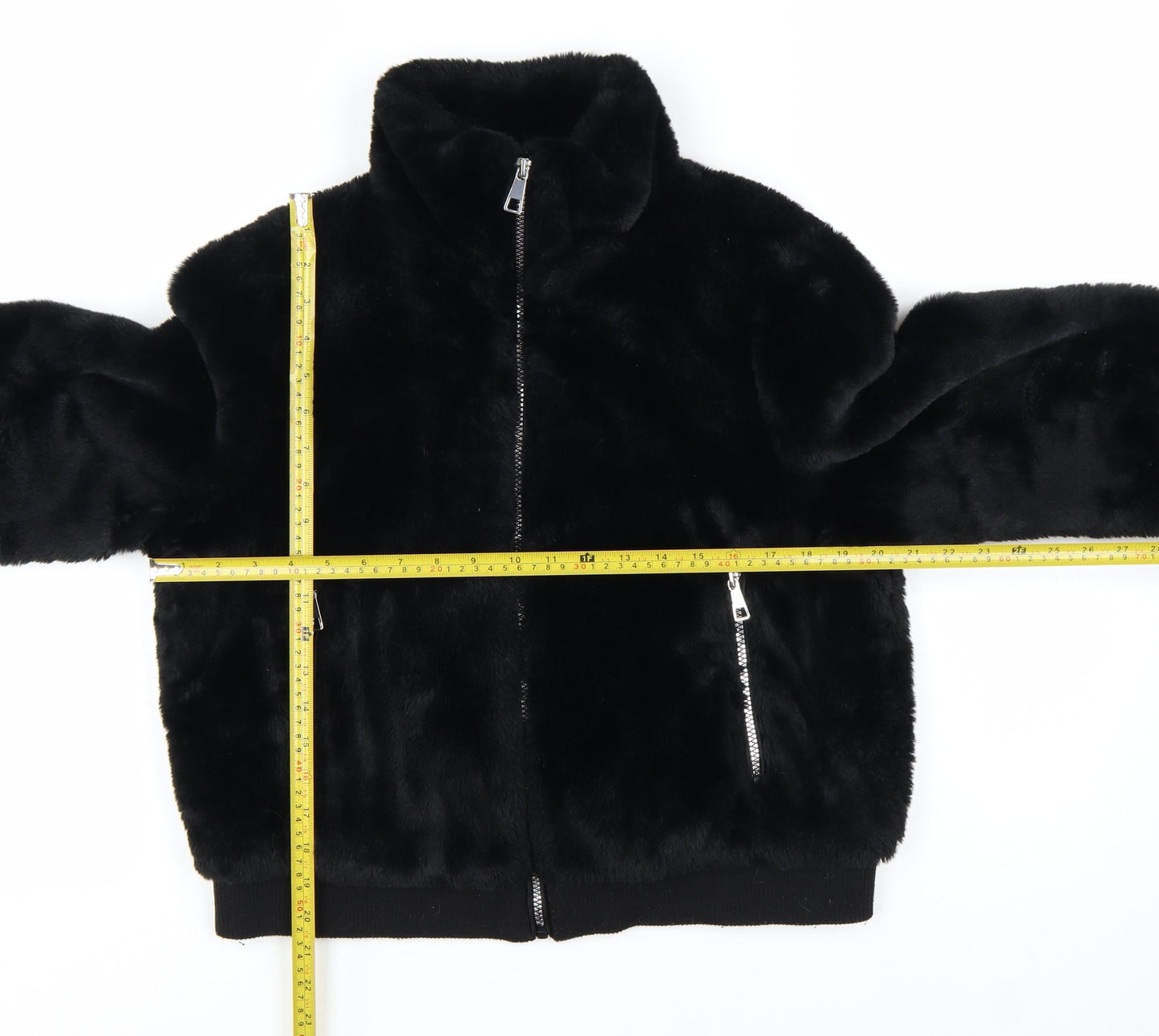 Pull & Bear Women's Black Faux Fur Bomber Jacket Size 14