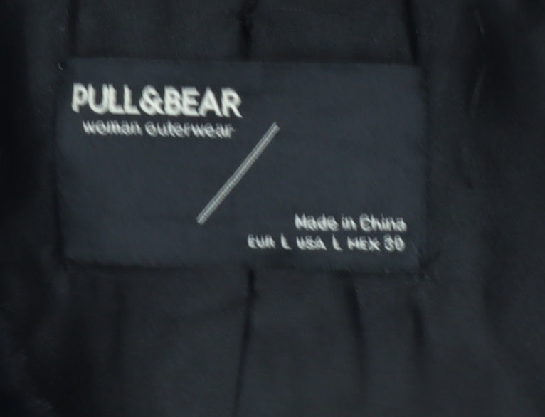 Pull & Bear Women's Black Faux Fur Bomber Jacket Size 14
