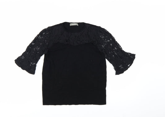 Oasis Women's Black Lace Sleeve Pullover Jumper M