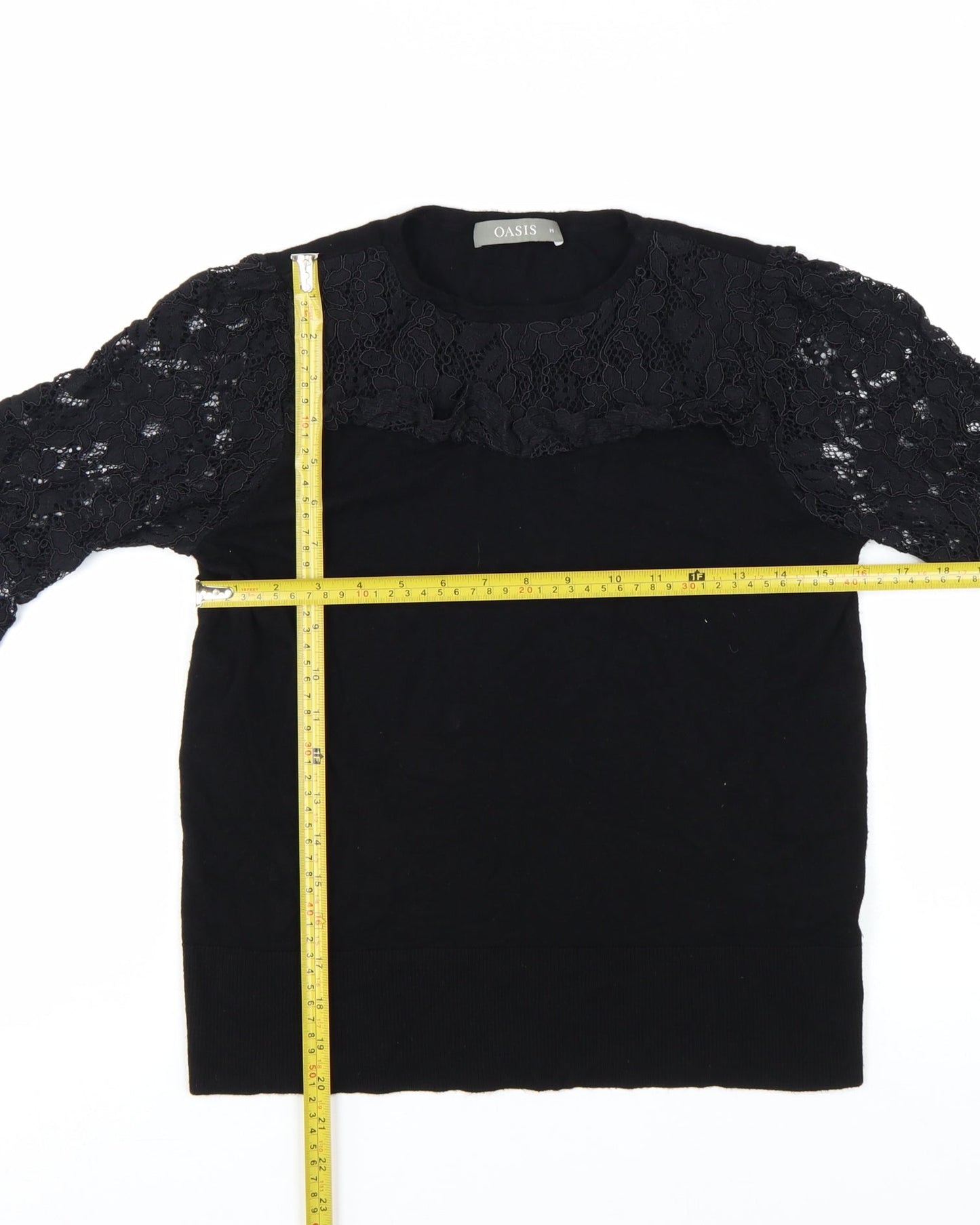 Oasis Women's Black Lace Sleeve Pullover Jumper M