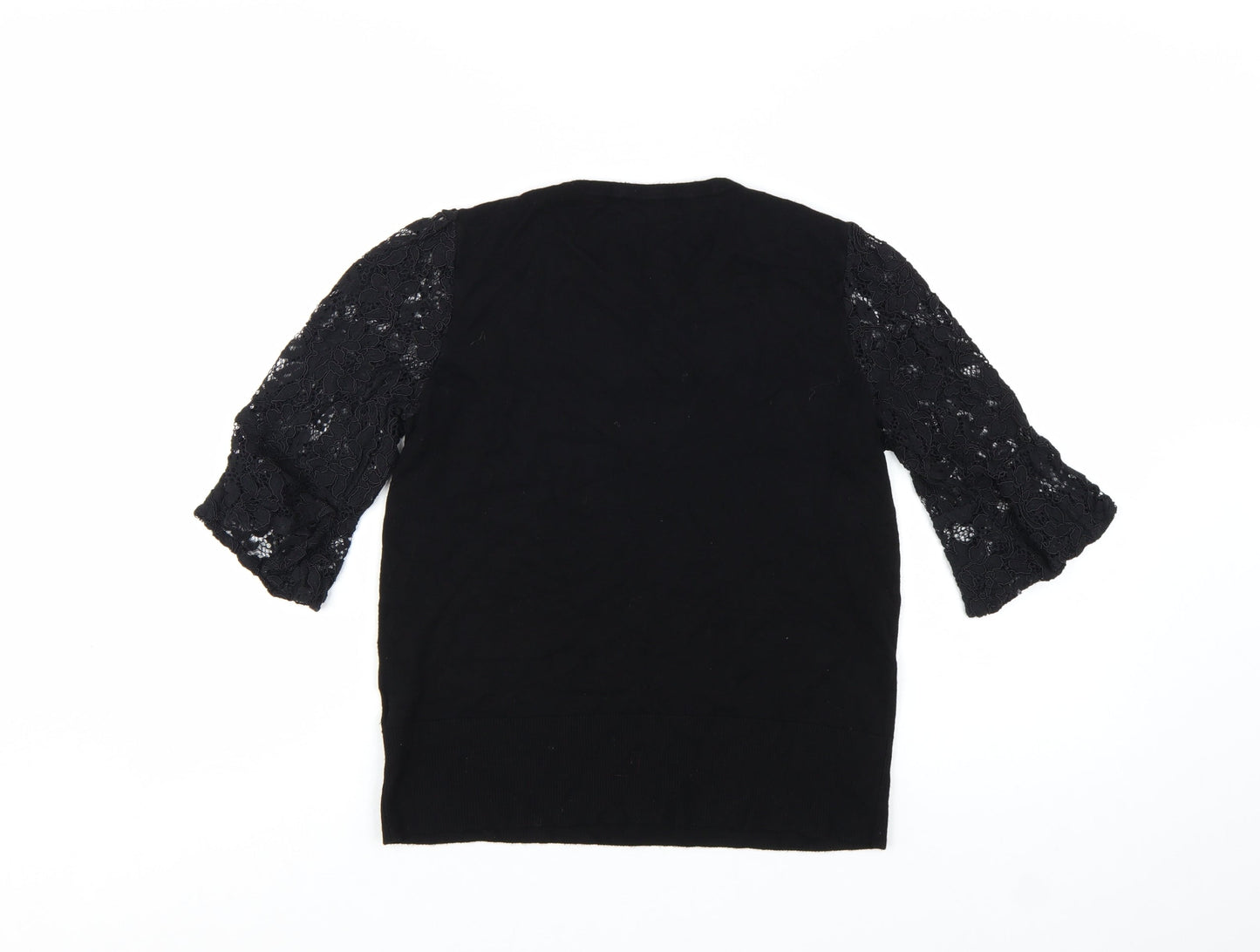 Oasis Women's Black Lace Sleeve Pullover Jumper M