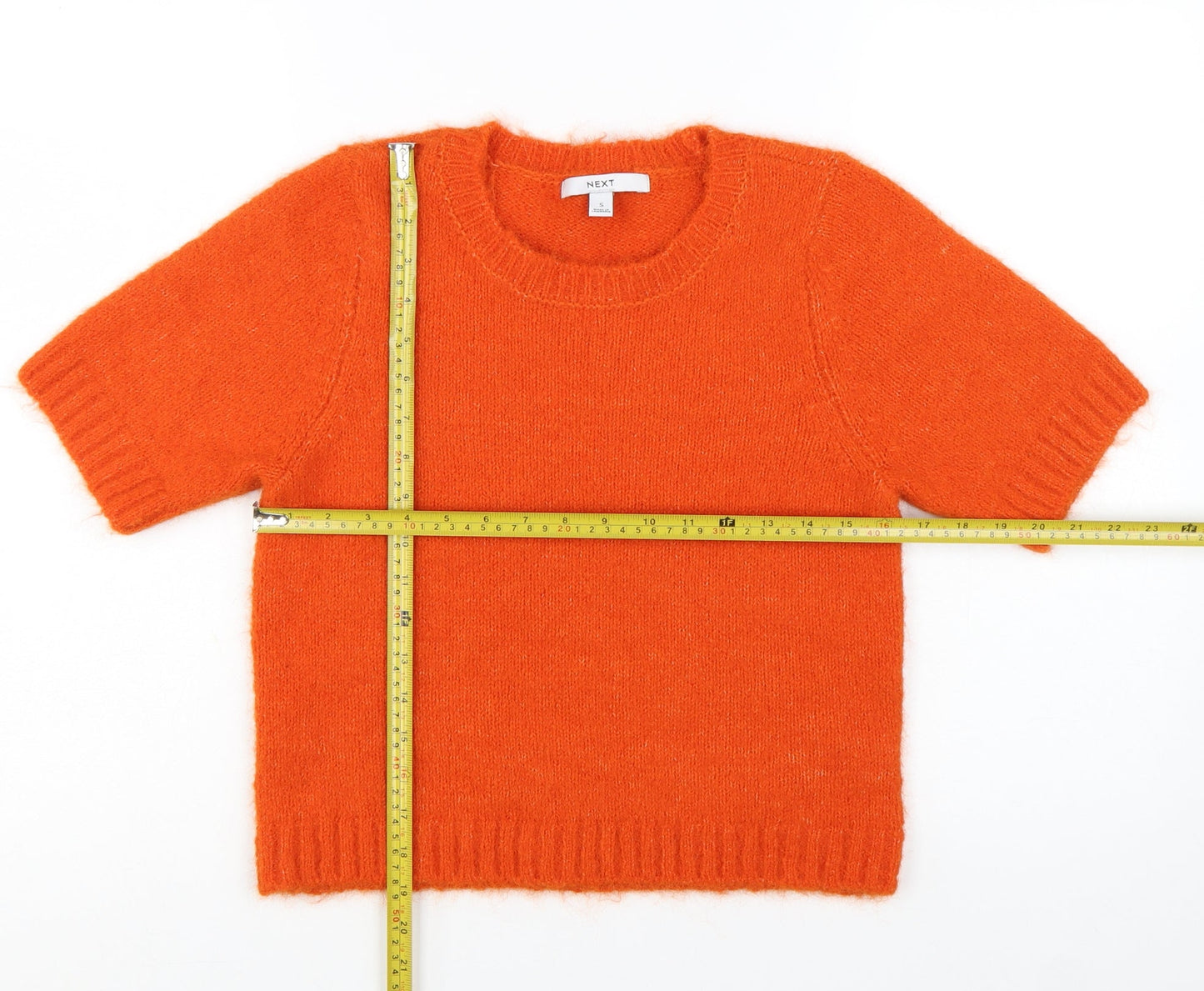 NEXT Women Orange Short Sleeve Pullover Jumper Size S