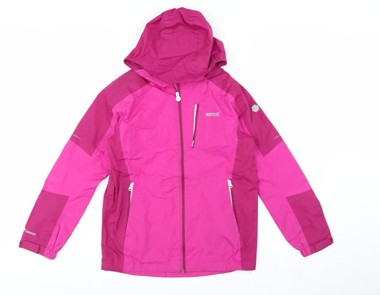Regatta Girls Pink Waterproof Hooded Rain Coat Jacket 13 Years