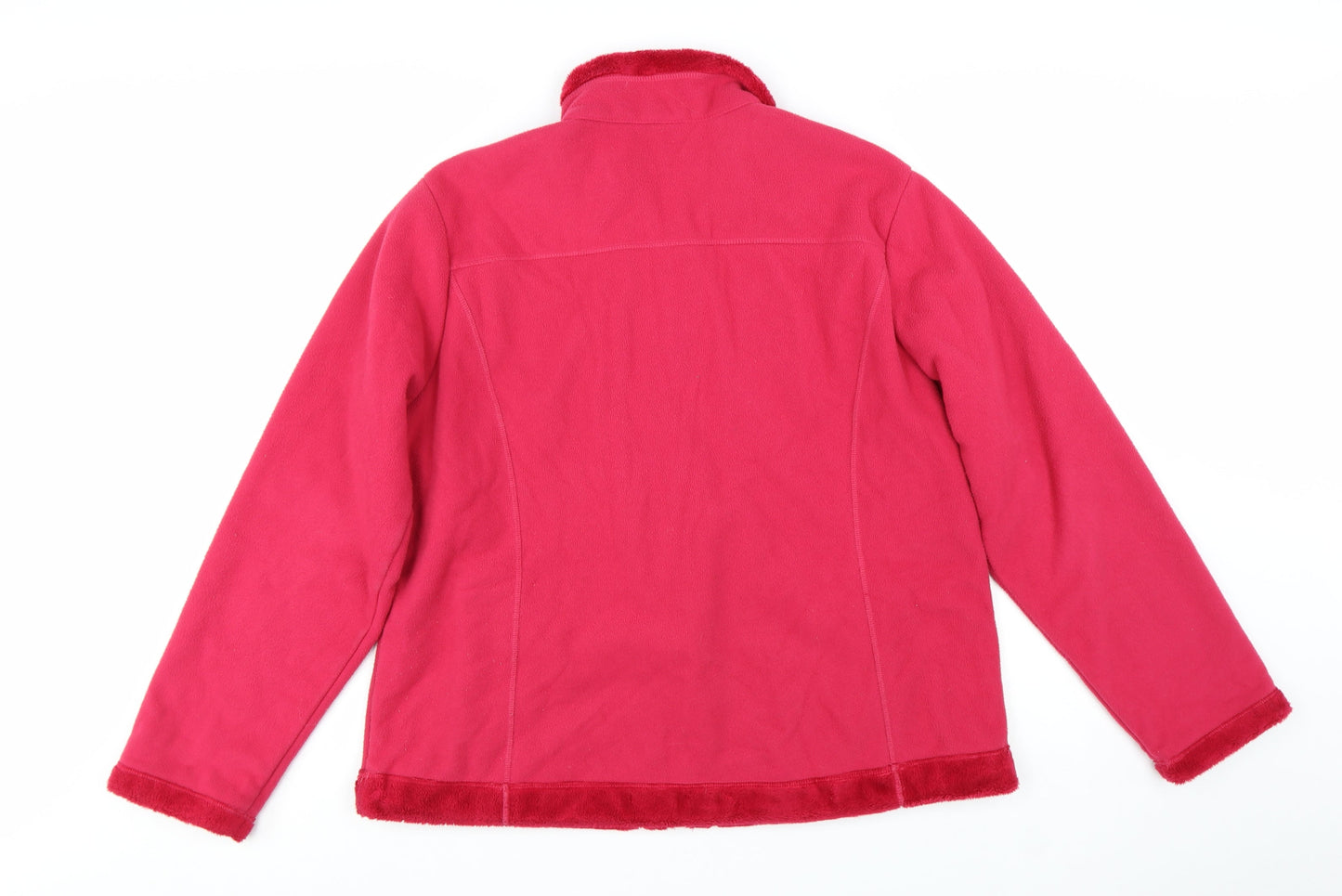 Lands' End Womens Pink Fleece Jacket XL Full Zip Warm Casual