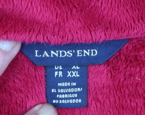 Lands' End Womens Pink Fleece Jacket XL Full Zip Warm Casual