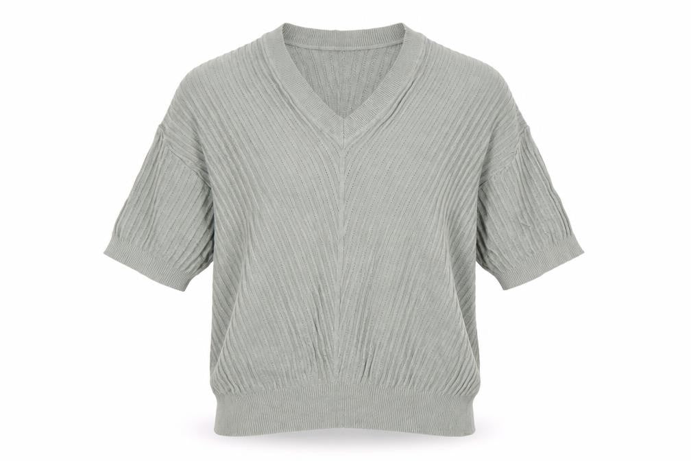 Marks & Spencer Women's Green V-Neck Short Sleeve Knit Jumper Size M
