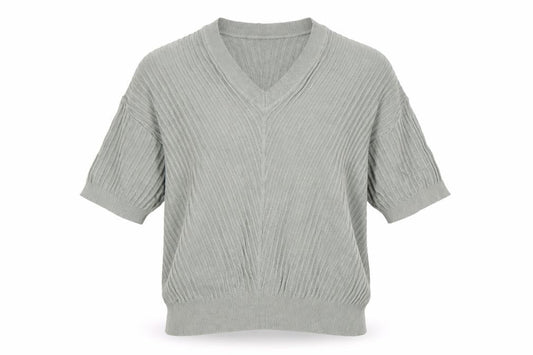 Marks & Spencer Women's Green V-Neck Short Sleeve Knit Jumper Size M