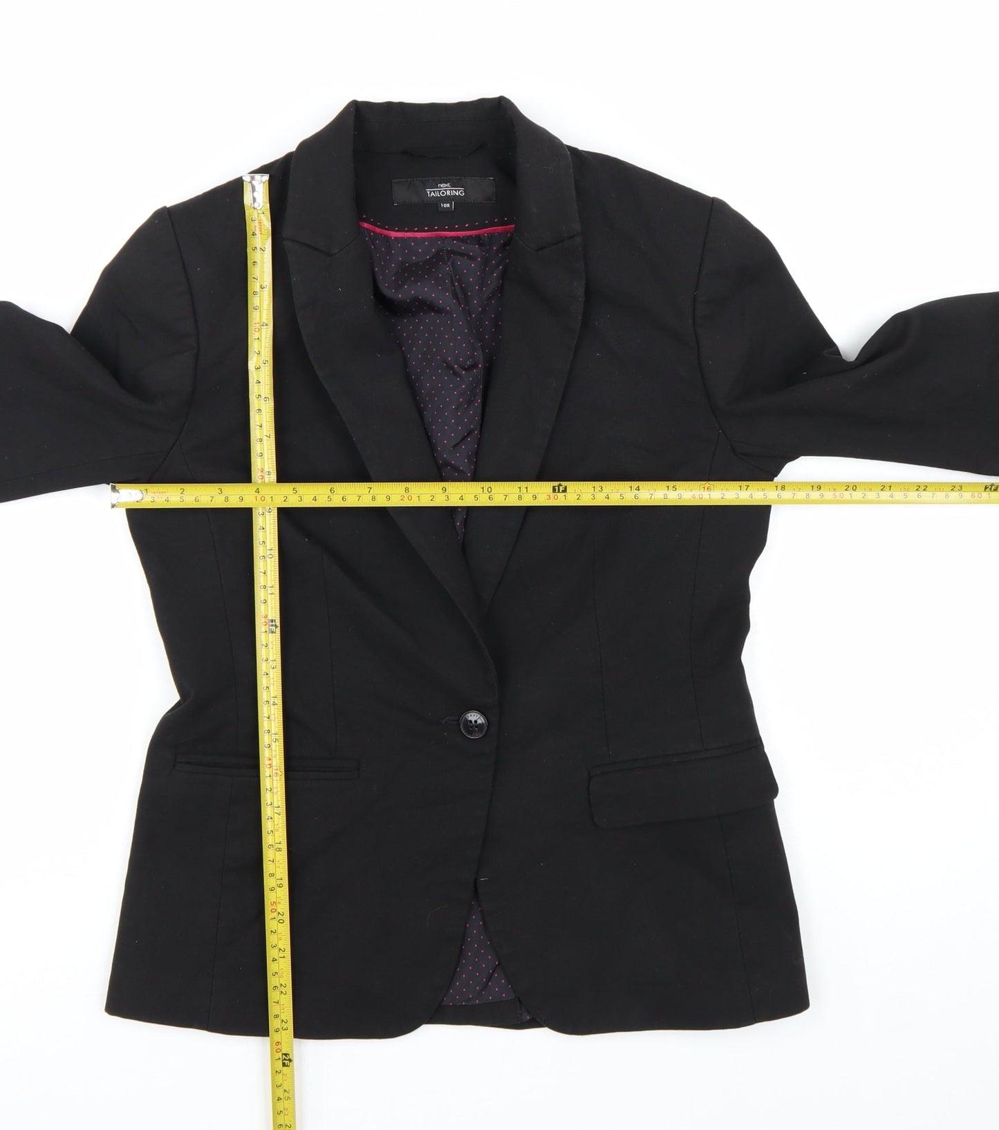 Next Women Black Tailoring Blazer Jacket Size 10R Polyester Blend