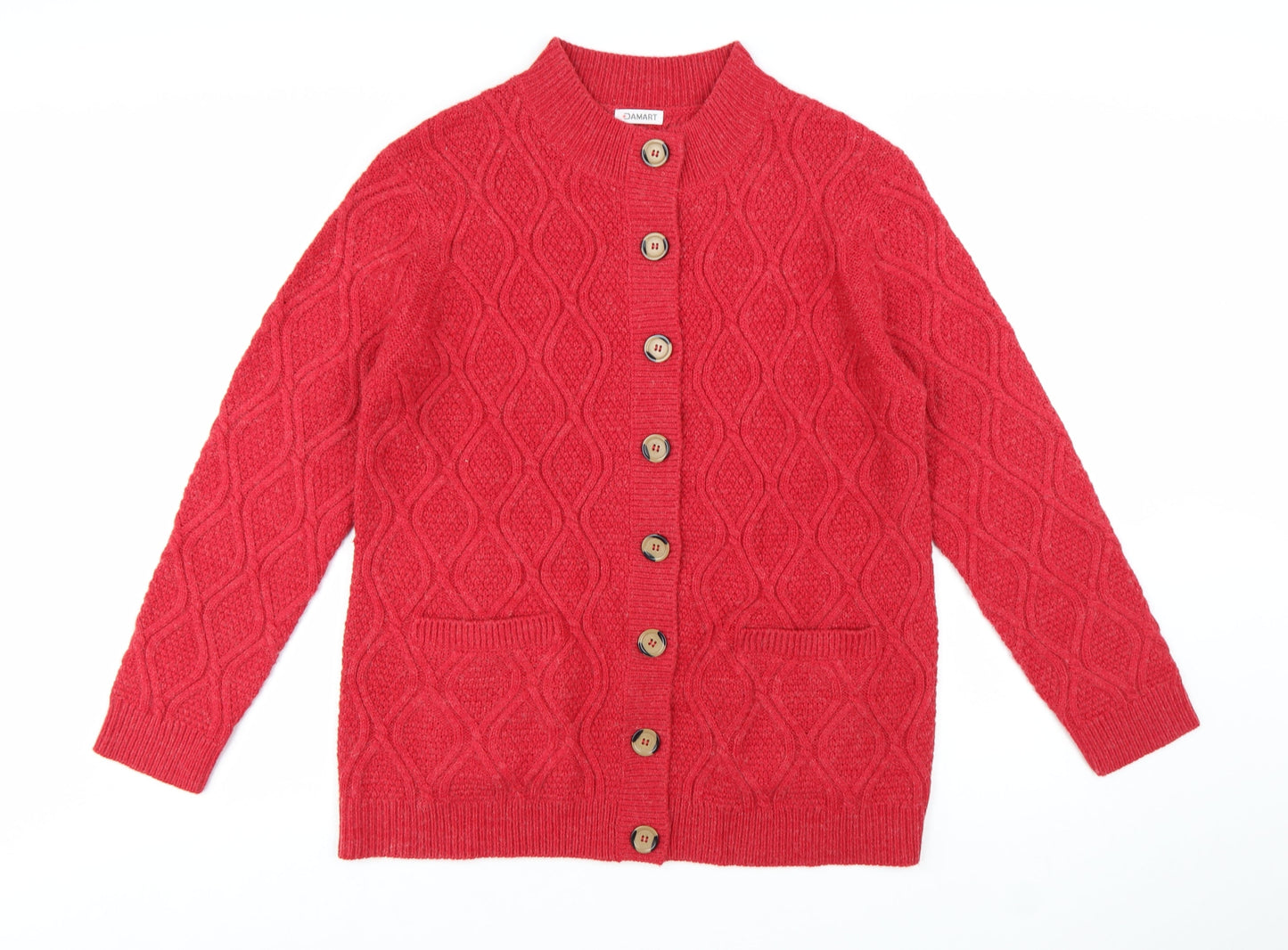 Damart Women’s Red Cable Knit Button Cardigan Size 18/20