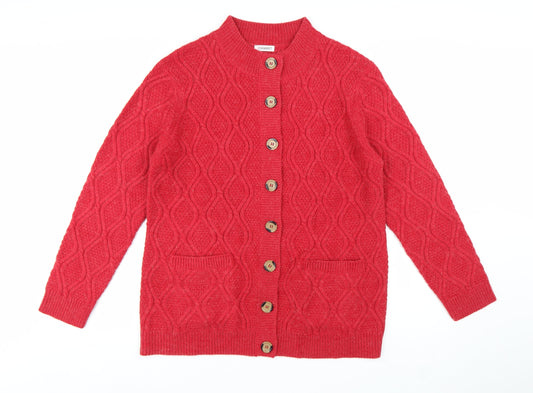 Damart Women’s Red Cable Knit Button Cardigan Size 18/20