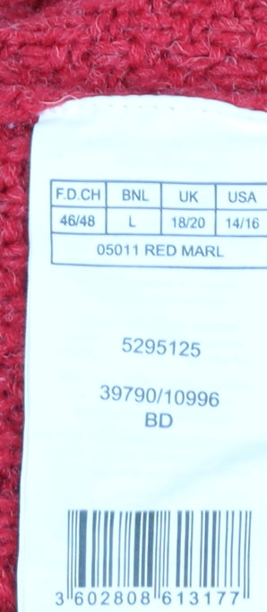 Damart Women’s Red Cable Knit Button Cardigan Size 18/20