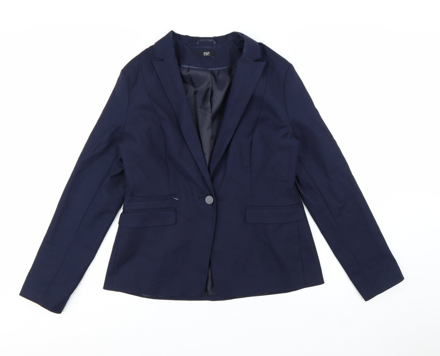 F&F Women Blue Size 16 Tailored One Button Blazer Jacket