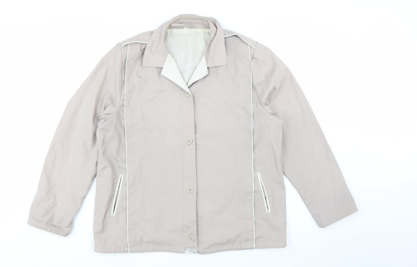Eleganzé Women's Beige Cotton Blend Button Jacket Size 14