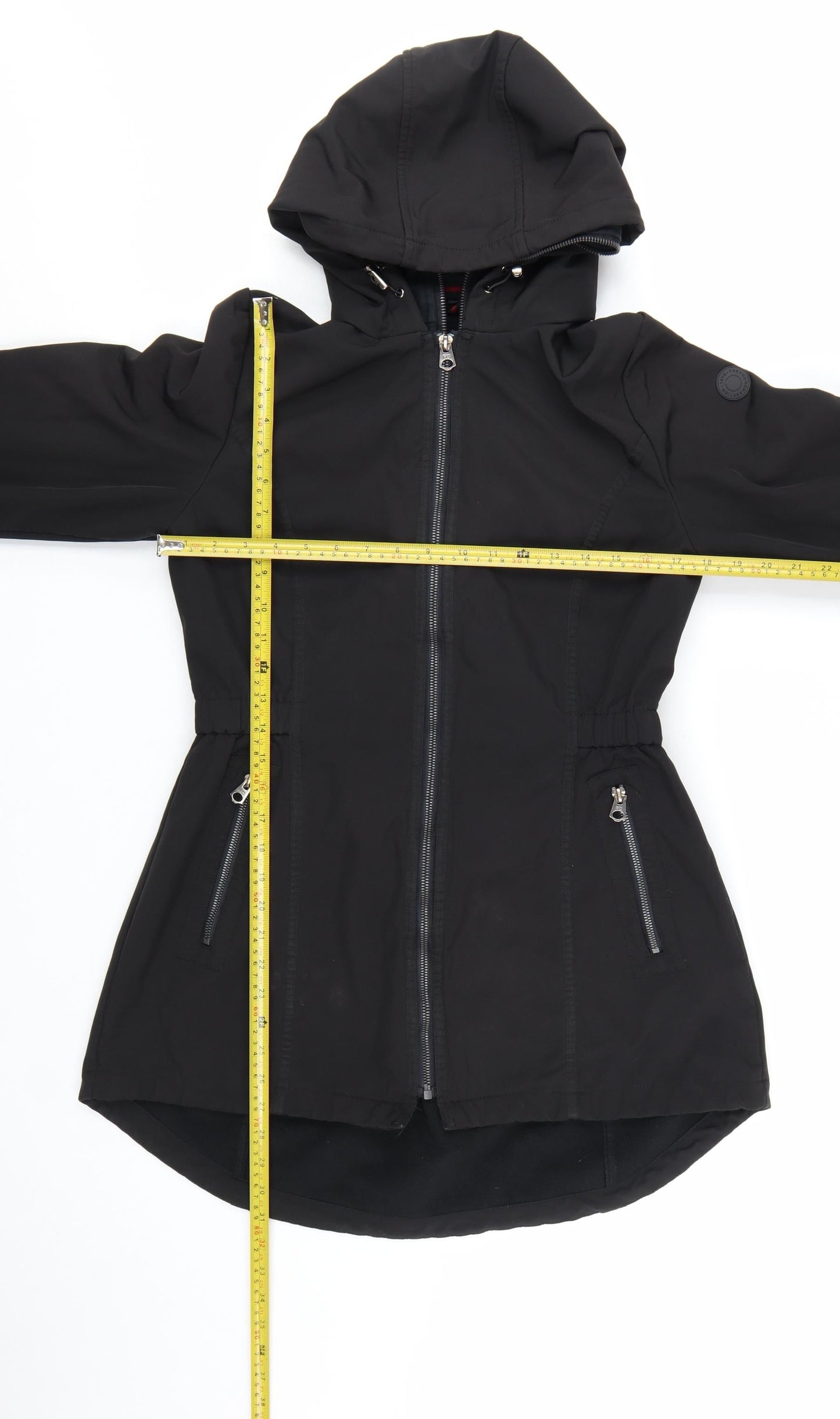 French Connection Women's Black Mid-Length Hooded Softshell Jacket M