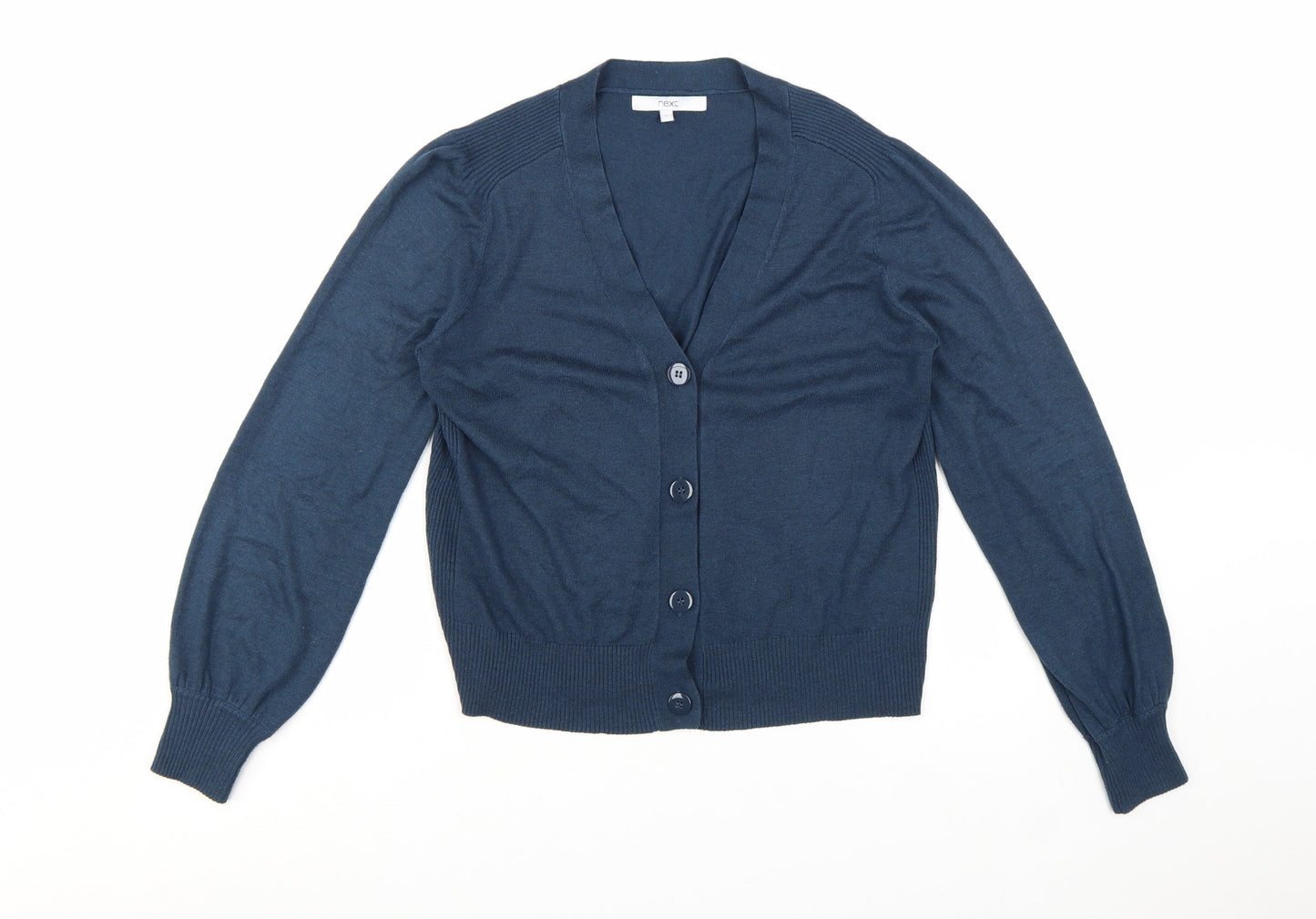 Next Women's Blue Size 12 V-Neck Button Cardigan